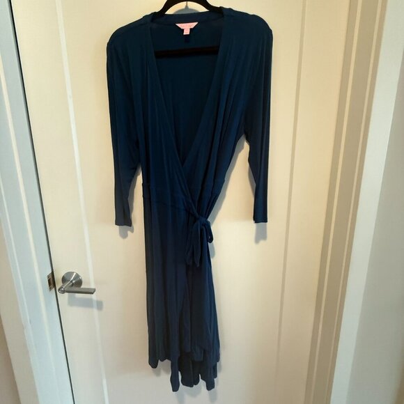 Lilly Pulitzer Navy Blue Long Sleeve Wrap Dress – Size Large - Picture 1 of 8